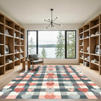 Blush and Charcoal Plaid Heart Rug