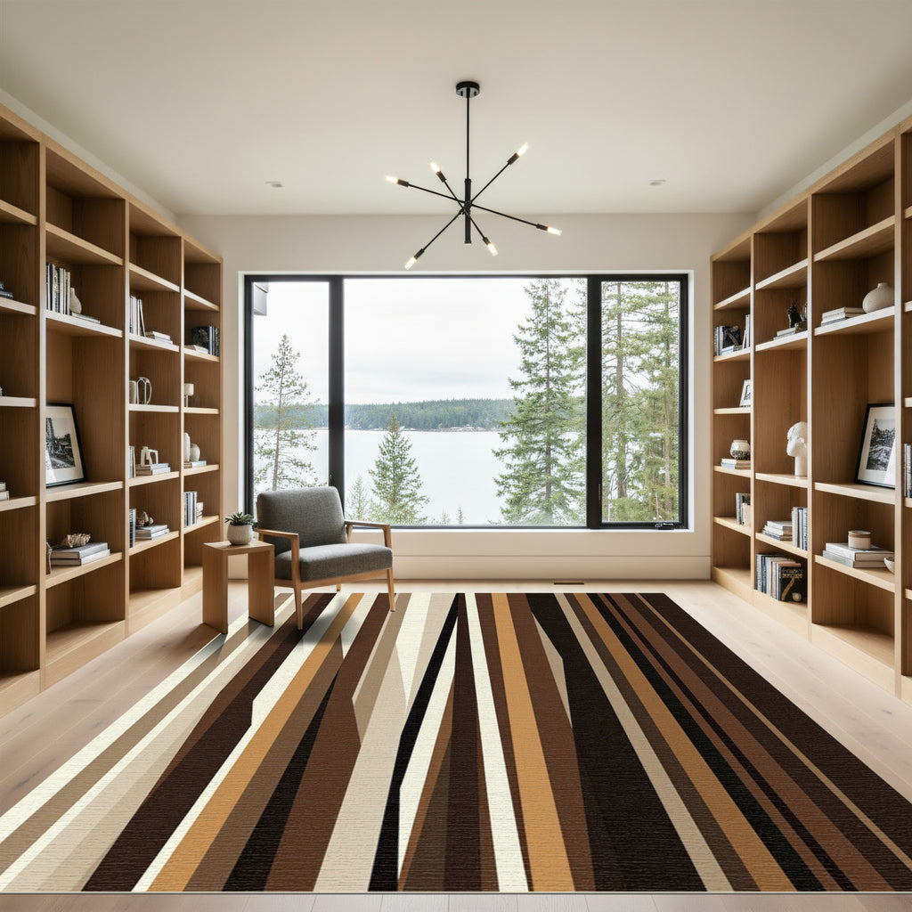 Modern Earthy Toned Vertical Stripe Rug
