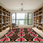 Retro Watermelon Geometric Tribal Rug