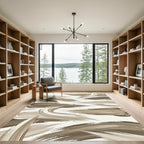 Brown Brush Stroke Abstract Swirl Rug
