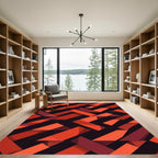 Red Orange Geometric Weave Rug