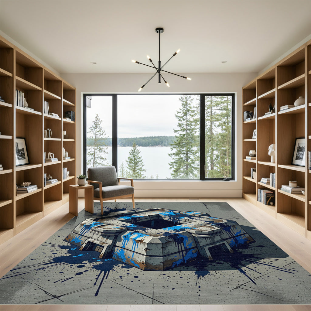 Concrete Splatter Cubic Geometric Rug