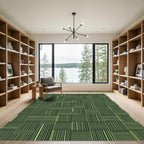 Green Pixelated Grid Lines Rug