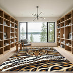Golden Leopard Ocelot Chain Link Art Rug