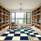 Coastal Navy Cream Checkered Shoreline Art Rug
