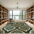 Earth tone sunburst ethnic medallion Rug