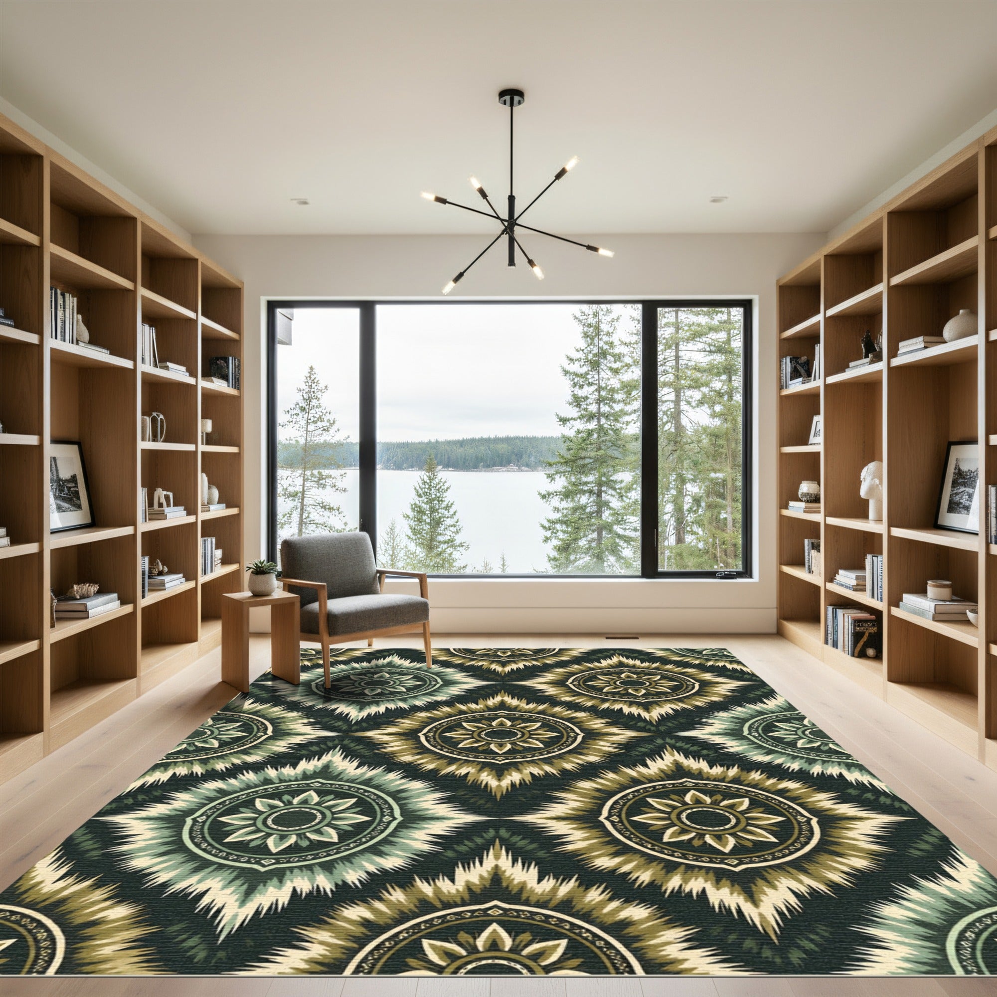 Earth tone sunburst ethnic medallion Rug