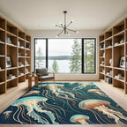 Ethereal Bioluminescent Jellyfish Deep Sea Ocean Rug