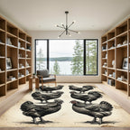 Monochromatic Rooster Farmhouse Sketch Art Rug