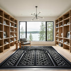 Silver Metallic Archway Geometric Lattice Rug