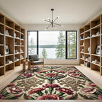 Vintage Dusty Rose Carnation Damask Rug
