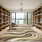 Rich Earth Tone Swirl Waves Rug