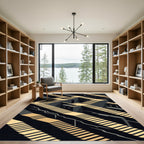 Golden Stairs Abstract Geometric Illusion Rug