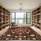 Intricate Orange Crimson Lotus Mandala Rug