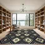 Tribal Diamond Geometric Monochrome Rug