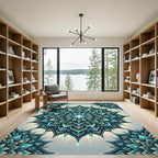 Teal Golden Mandala Bloom Radiance Rug