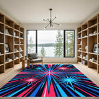 Electric Neon Starburst Radial Art Rug