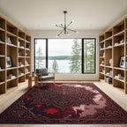 Ornate Crimson Floral Mandala Filigree Rug