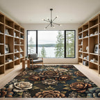 Vintage Brown Rose Floral Garland Rug