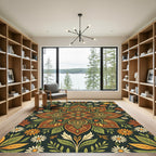 Floral Peace Medallion in Earthy Tones Rug