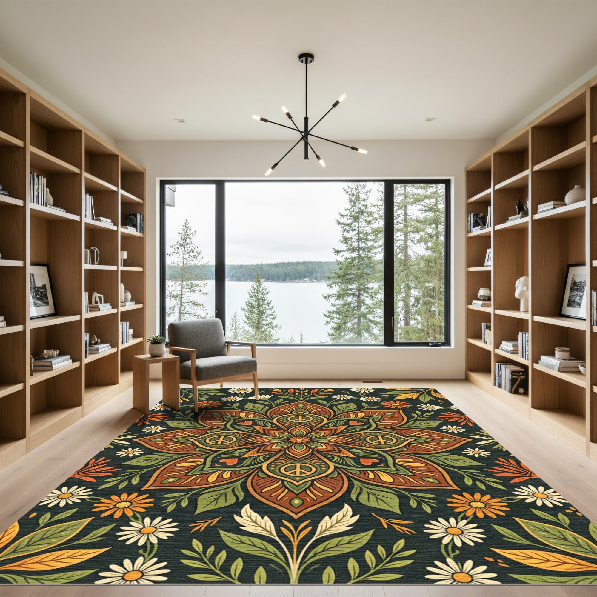 Floral Peace Medallion in Earthy Tones Rug