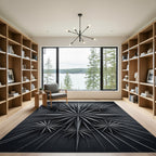 Monochromatic Metallic Starburst Geometric Rug