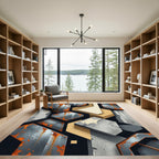 Industrial Concrete Rust Geometric Shapes Rug