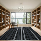 Contemporary Charcoal Vertical Stripe Rug
