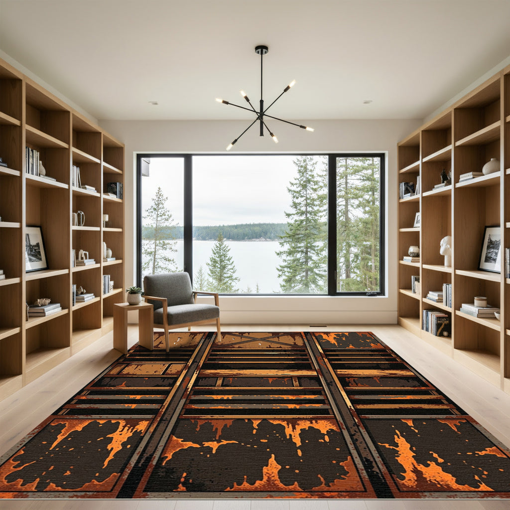 Industrial Rusted Metal Shelf Design Rug