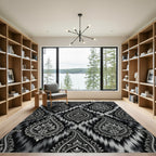 Monochromatic Paisley Ikat Texture Rug
