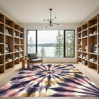 Pink and Golden Abstract Radiant Swirl Rug
