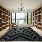 Monochrome Geometric Angular Chevron Shadow Rug