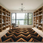 Golden Bronze Jagged Chevron Overlay Rug