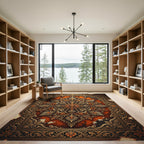 Ornate Golden Floral Medallion Amber Rug