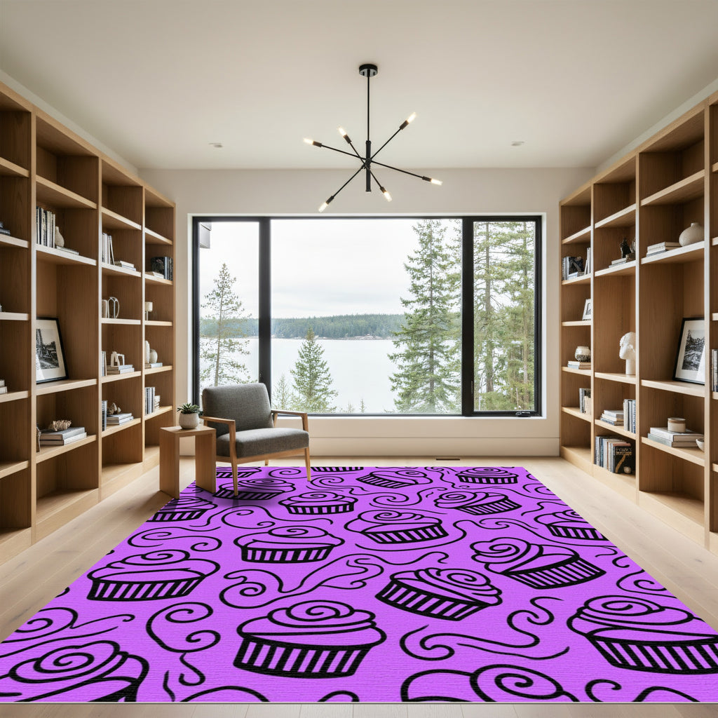 Purple Cupcake Swirl Whimsical Design Rug