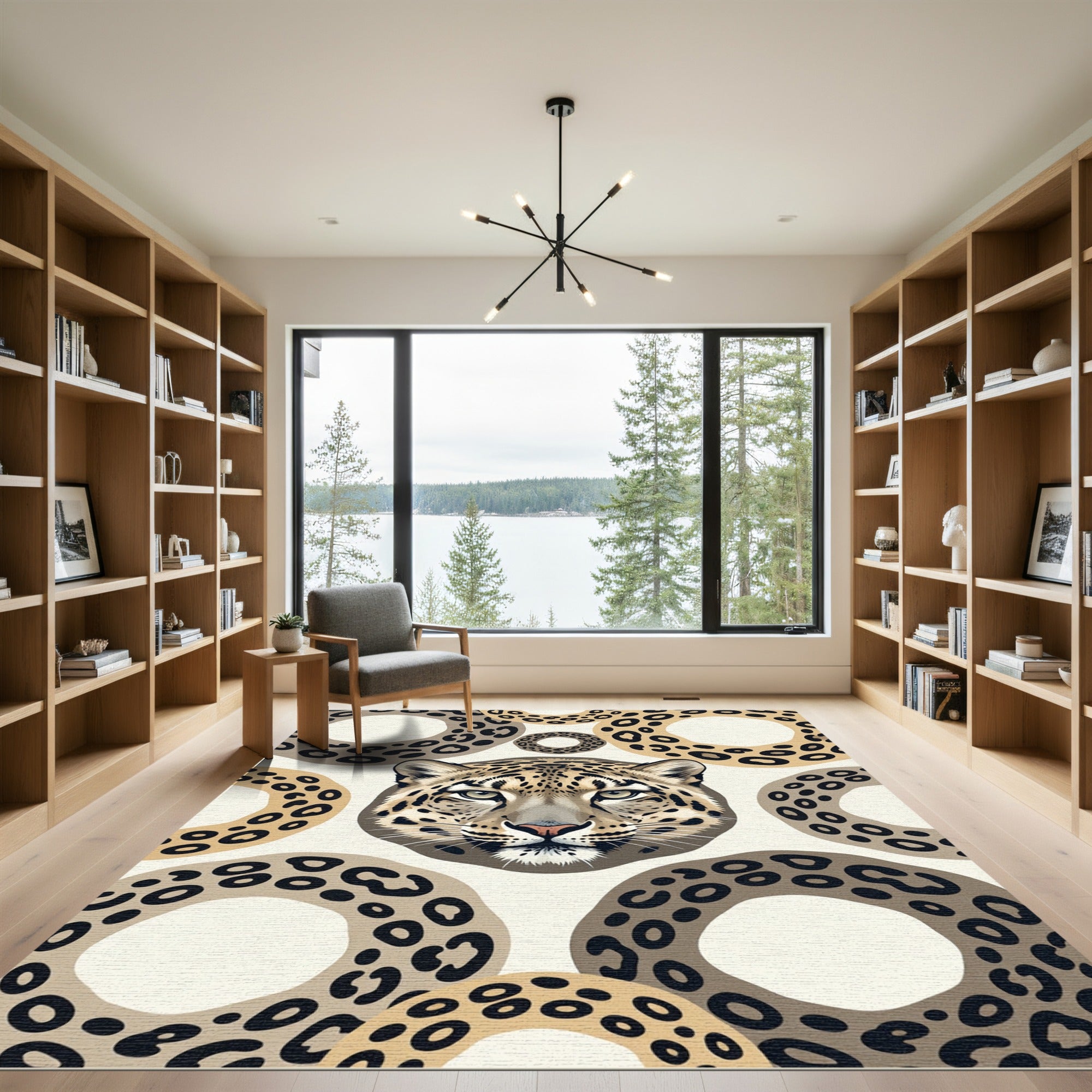 Leopard Circles Contemporary Animal Print Rug