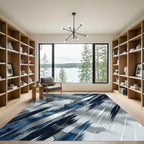 Abstract Ink Wash Diagonal Strokes Rug