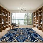 Gilded Navy Gothic Arch Diamond Tessellation Rug