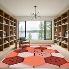 Coral Hexagons Watermelon Seeds Rug