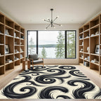 Monochrome Swirling Ink Flow Abstract Rug