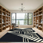 Monochrome Geometric Illusion Stairs Rug