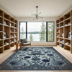 Elegant Blue Lotus Botanical Garden Rug