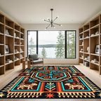 Vibrant Aztec Fauna Geometric Medallion Rug
