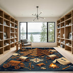 Earthy Geometric Terracotta Star Compass Rug