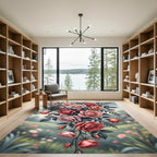 Elegant Cascading Dusty Rose Floral Arrangement Rug