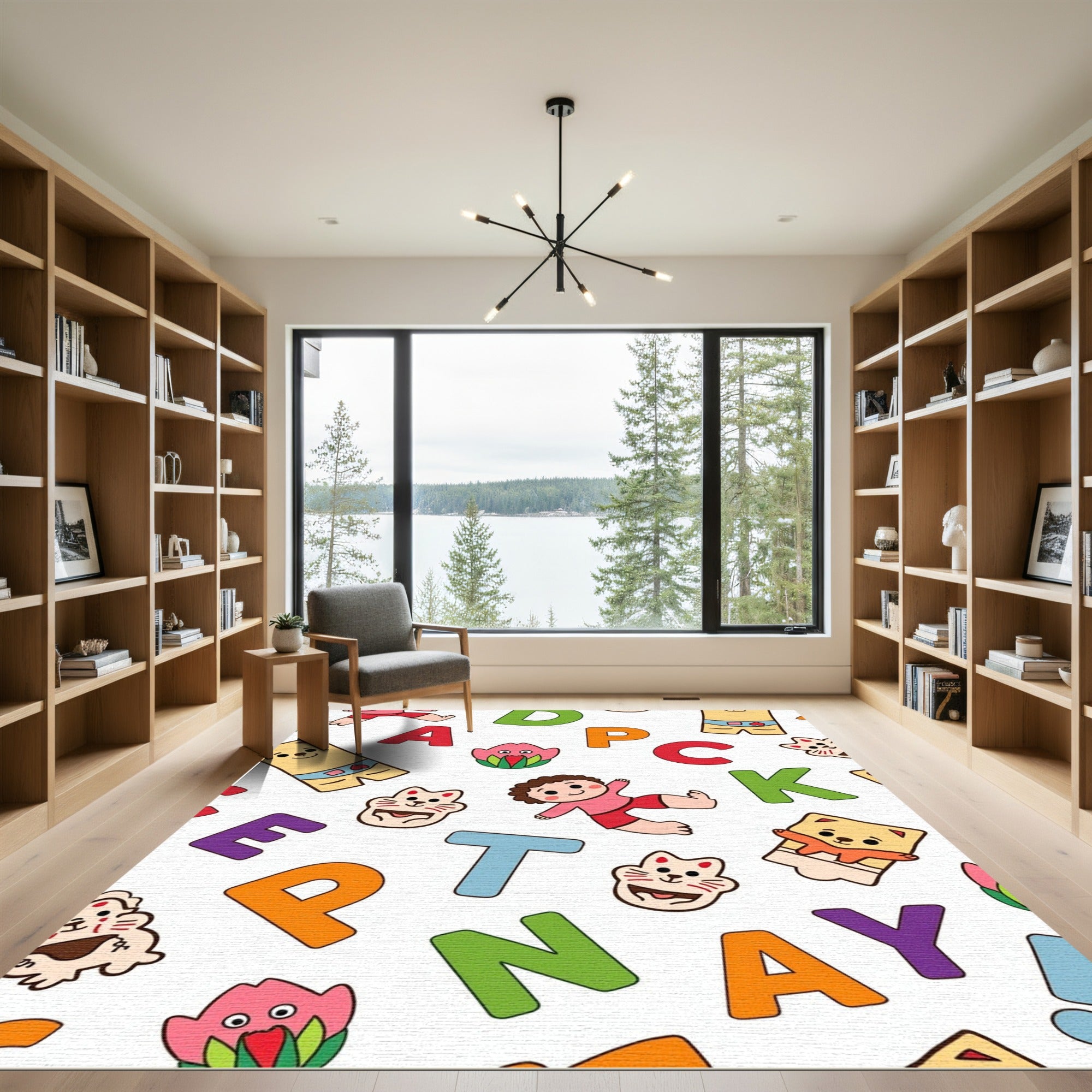 Whimsical Alphabet Characters Colorful Composition Rug