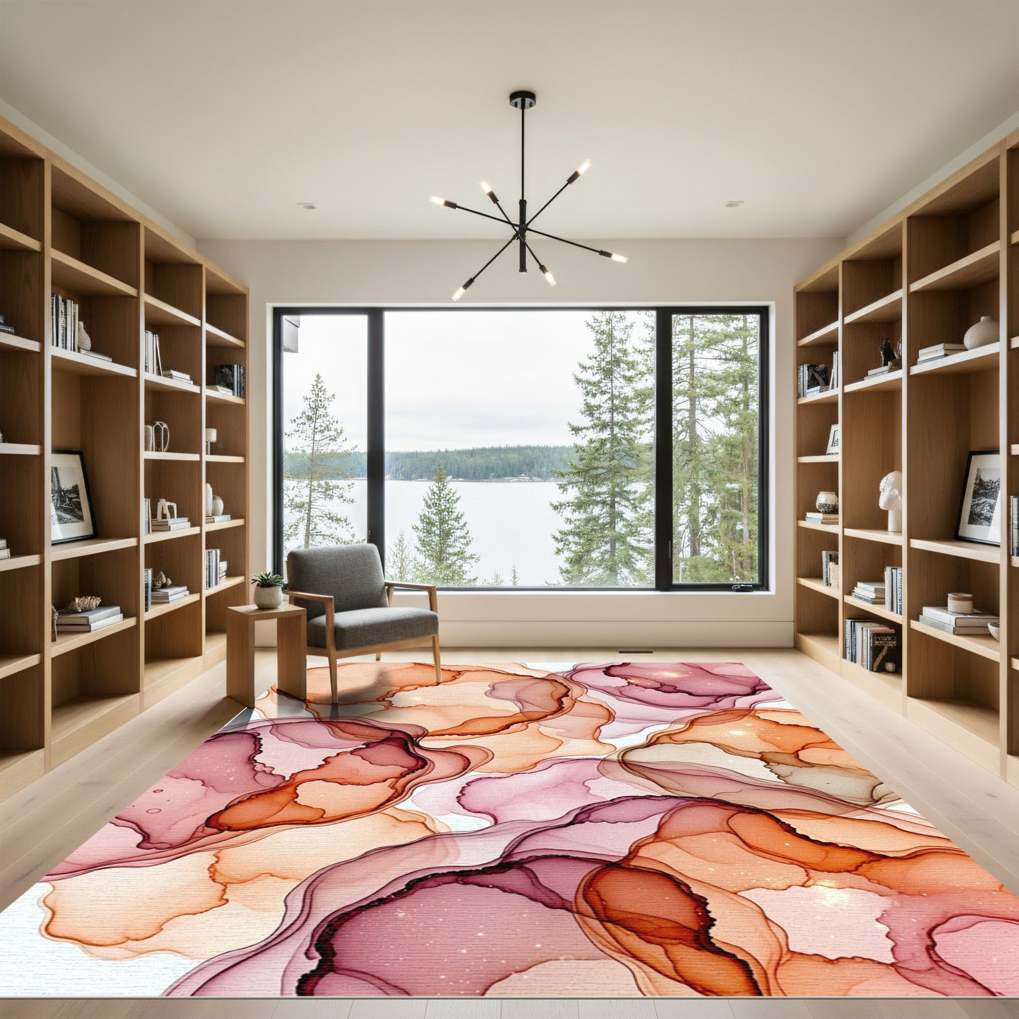 Ethereal Blush Orchid Fluid Swirls Rug