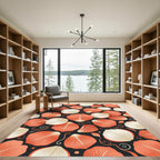 Coral and Cream Flower Petal Collage Rug