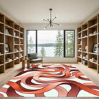 Crimson Ribbon Flow Abstract Rug