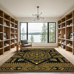 Gold Geometric Hexagon Tribal Art Rug